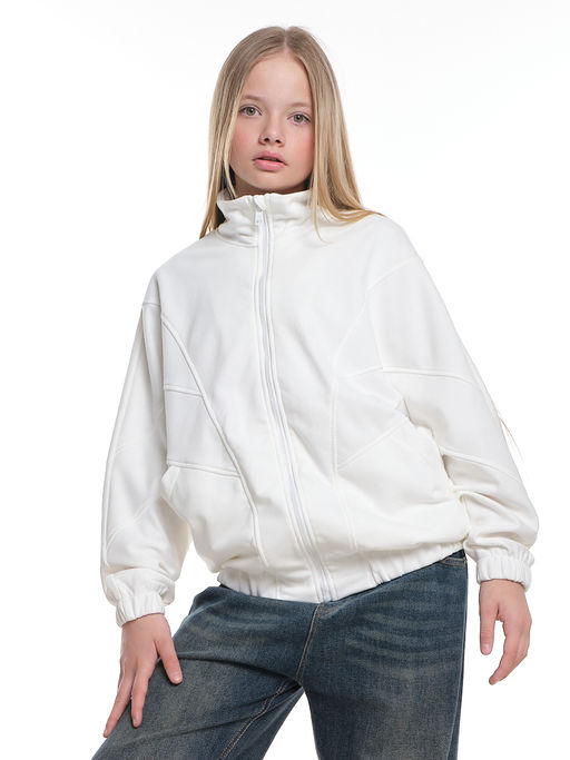 Толстовка на молнии для девочки 22-3208 белый - Mini maxi фото 4