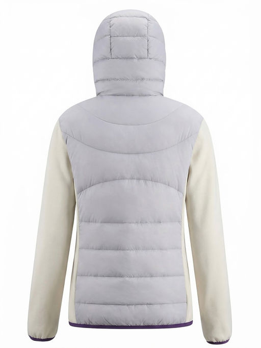 Куртка женская гибридная стёганая с капюшоном с графеновой подкладкой серого цвета 9630_1Sr