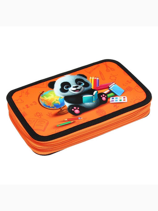 Пенал школьный, 2 секции, 12.5×20.5×4 см«Панда»