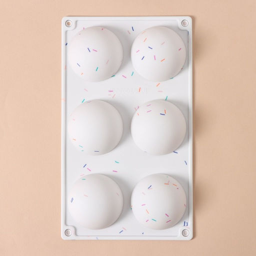 Форма для выпечки KONFINETTA «Фигуры. Полусфера», силикон, 27.8×16.3×3.4 см, 6 ячеек (d=6.7 см), белая