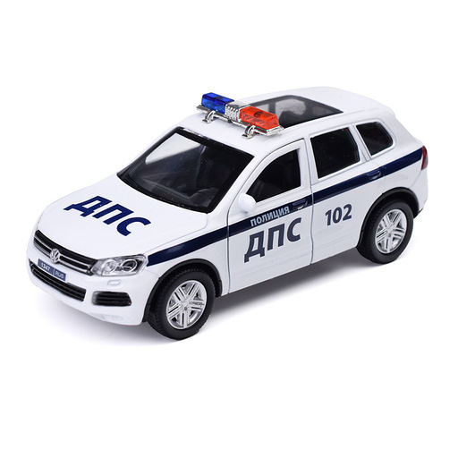 Машина металл Volkswagen Touareg "Полиция 12 см, (откр., двер, баг, белый) инерц., в коробке