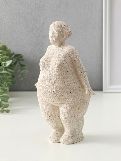 Сувенир полистоун "Милая пышечка" белый песок 9х15,5х25,5 см