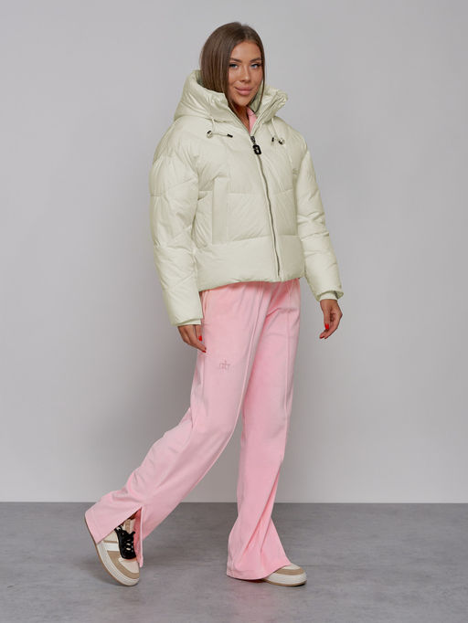 Зимняя женская куртка модная с капюшоном бежевого цвета 512305B - Mtforce фото 8