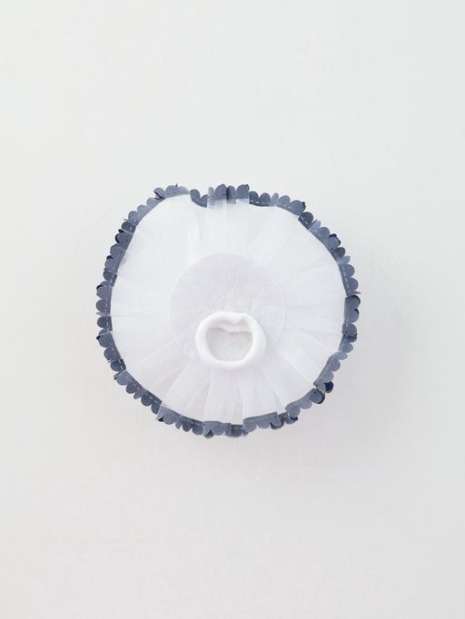 Цена за 6 шт. Бант для волос на резинке «Школьница», волнушка горошек синие края, d=11 см, сине-белый