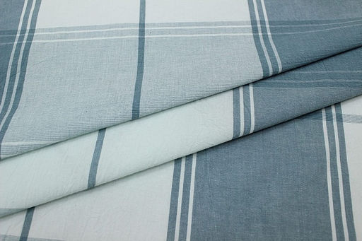 Вареный (стираный) хлопок Крупная клетка цв.св.сине-зеленая дымка, ш.2.5м, хл-100% - Купава фото 5