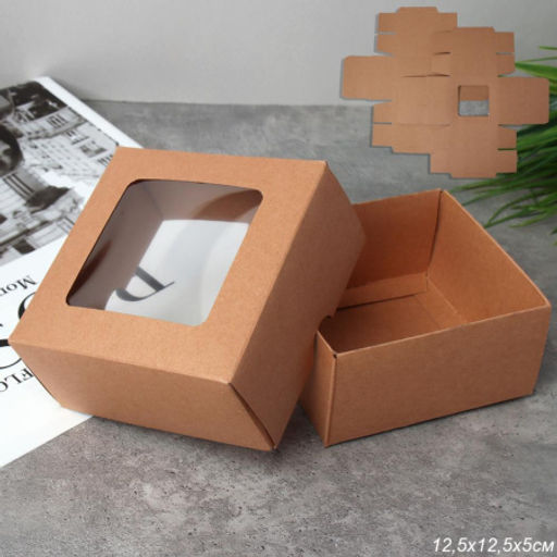 Коробка подарочная складная 13x13x5 см / 326-C /уп 12/300/крафт