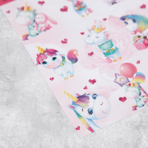 Цена за 10 шт. Наклейки детские бумажные «Единороги», c раскраской на обороте, 10×14 см