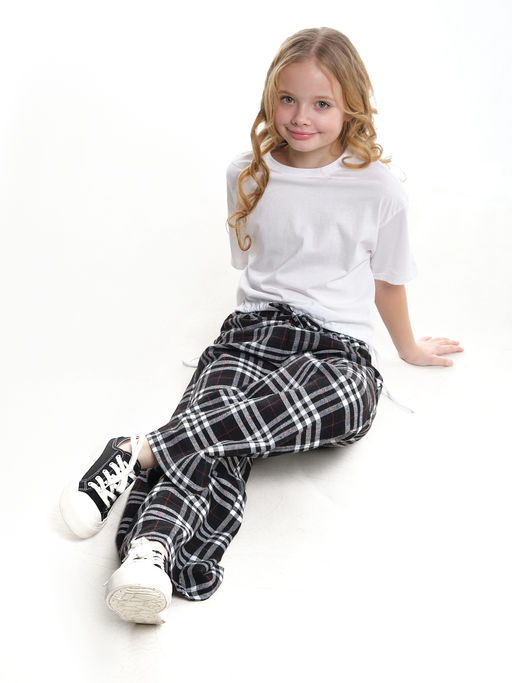 Брюки палаццо спортивные штаны для девочки одежда в клетку UD 7875(5161) кофе/беж клетка - Mini maxi фото 27