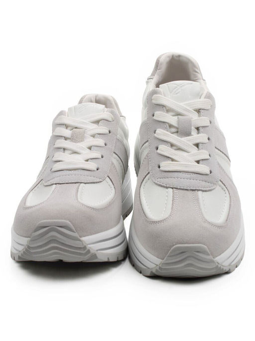03-A1020-9 WHITE/GRAY Кроссовки женские (натуральная кожа, натуральная замша)