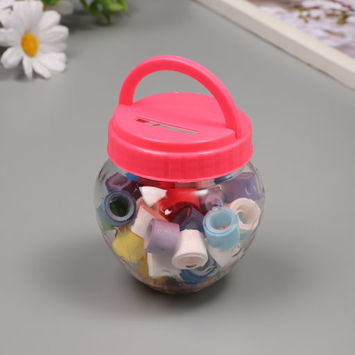 Клейкая лента пластик в банке «Микс», набор 40 шт., 1.2 см, дл. 0.9 м, 7×7×9 см