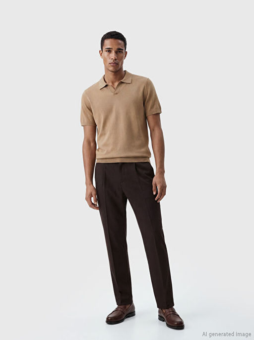 Polo Yaka K?sa Kollu Erkek Triko Kazak