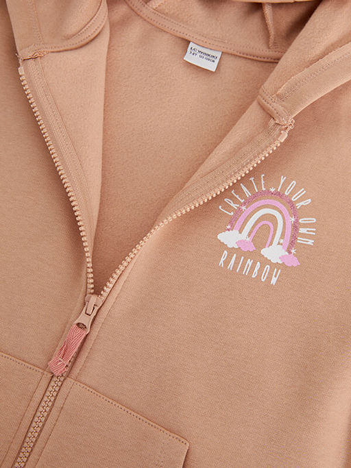 Kap??onlu Bask?l? Uzun Kollu K?z ?ocuk Fermuarl? Sweatshirt - Waikiki фото 3