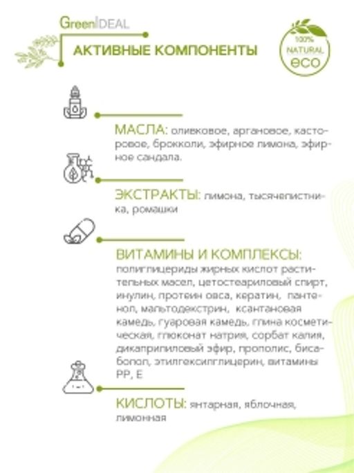 Бальзам-кондиционер с глиной, прополисом и лимоном (натуральный, бессульфатный) - Greenideal фото 4