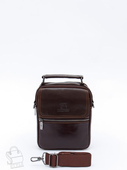Сумка мужская кожаная 633M brown Fuzhiniao в Новосибирске