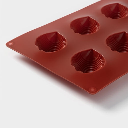 Форма для выпечки Доляна «Ракушка», силикон, 29×17×2 см, 8 ячеек (6×4.5×2 см), коричневая