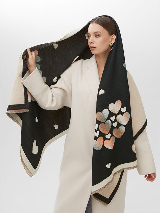 в составе ШЕРСТЬ и КАШЕМИР Большой, мягкий, теплый двусторонний палантин - Tantino фото 3