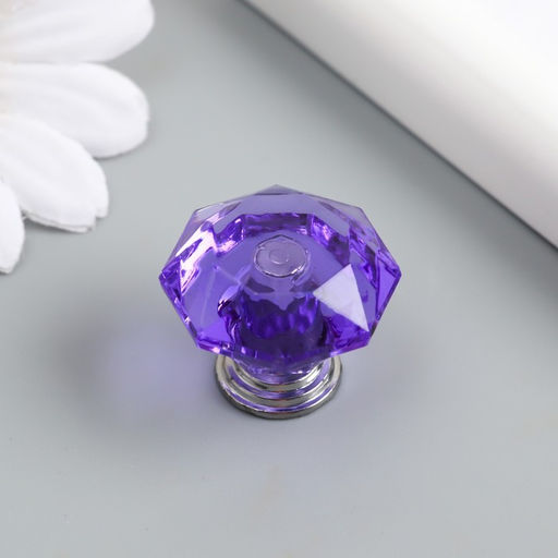 Цена за 5 шт. Ручка для шкатулки металл Кристалл фиолетовый серебро 2,6х2,6х2,4 см - Арт узор фото 2