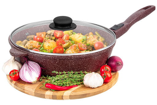 Сковорода глубокая 28 см ГАРМОНИЯ ВКУСА Рубин С КРЫШКОЙ ф28, с/р, 51,5*29*12 см - Elan gallery фото 3