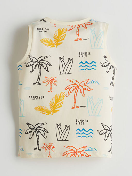 Bisiklet Yaka Bask?l? Erkek ?ocuk Atlet