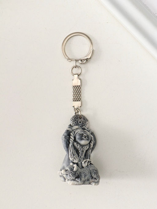 Брелок "Девочка со щенком и бубном маленькая" 4,8 см