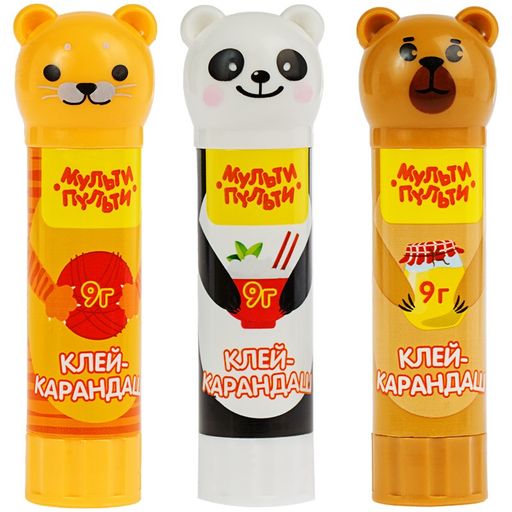 Цена за 2 шт. Клей-карандаш Мульти-Пульти "Зверята" 8гр. (GS_33742) фигурный колпачок
