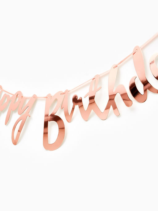 Цена за 2 шт. Гирлянда на ленте «Happy Birthday», розовое золото