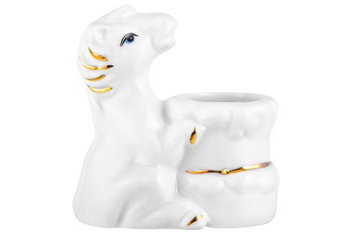 Вазочка для зубочисток 6*4*7 см Лошадь белая с золотом, фарфор - Elan gallery фото 4