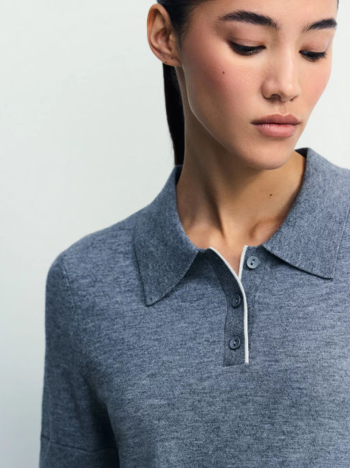 Джемпер поло из вискозы с короткими рукавами / Zarina фото 7