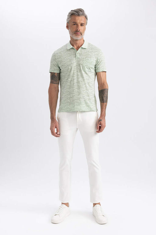 Футболка-поло с коротким рукавом с принтом Modern Fit - Defacto фото 2