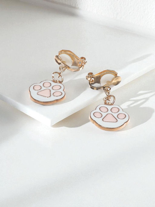 Цена за 3 шт. Серьги клипсы детские «Выбражулька. Лапки», белый, розовые в золоте