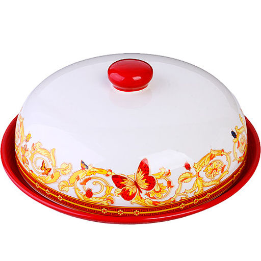 30784 Блюдо д/блинов с крышкой 23,8х23,8х9,7см 2пр Романтика дол LR (х12)