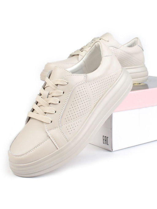 05-PDE32-2 BEIGE Кроссовки женские (натуральная кожа)