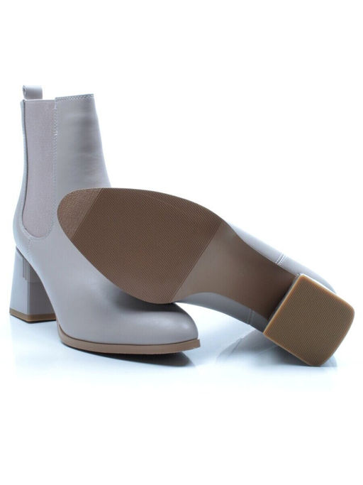 01-PCM359-2 GRAY/BEIGE Ботинки Челси демисезонные женские (натуральная кожа, байка)