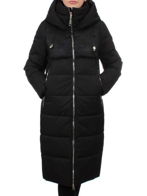 23-636 BLACK Пальто зимнее женское (холлоффайбер 150 гр., искусственная дубленка) - Fashion фото 3