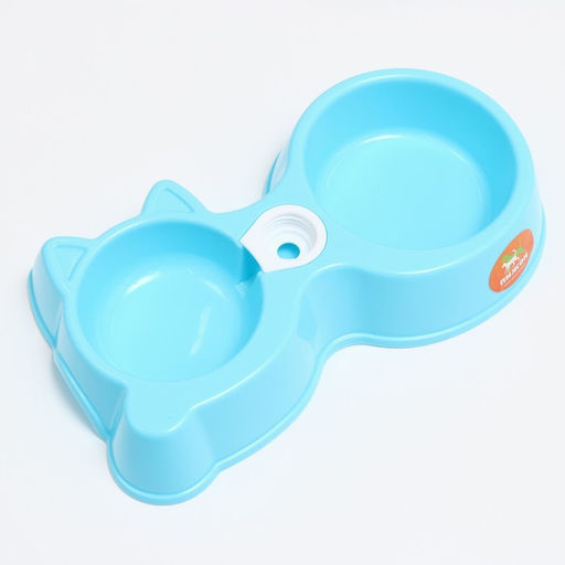 Миска двойная Киска под бутылку 300 мл/100 мл, голубая - Пижон фото 3