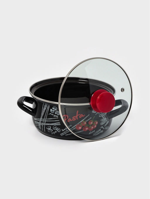 Цена за 4 шт. Кастрюля эмалированная «Болоньезе», 2 л, d=20.4 см, с крышкой, чёрная
