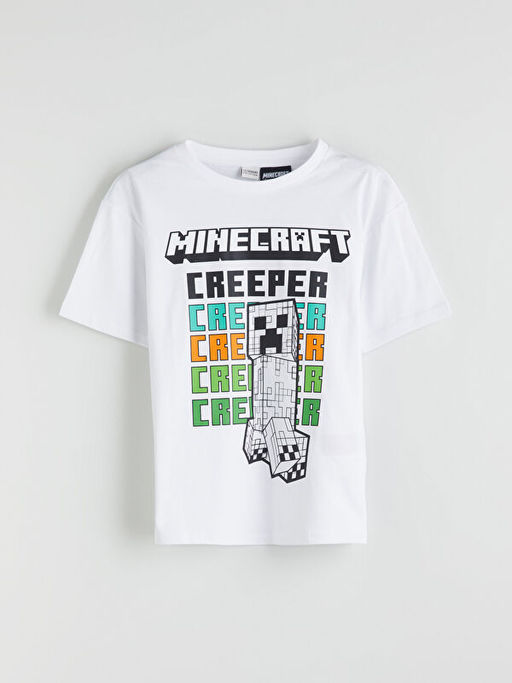 Bisiklet Yaka Minecraft Bask?l? Erkek ?ocuk Ti??rt