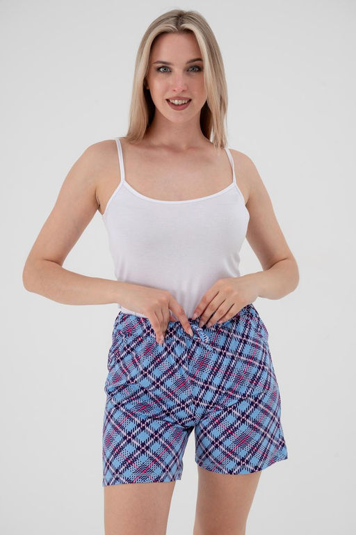 Шорты женские из кулирки Дачница голубой ромб - Амадэль фото 3