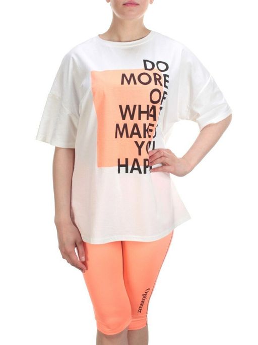 KD-791 WHITE/CORAL Костюм-двойка женский 7986 TREND