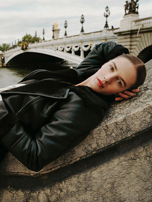 Kad?n Biker Yaka D?z Deri G?r?n?ml? Mont - Waikiki фото 5