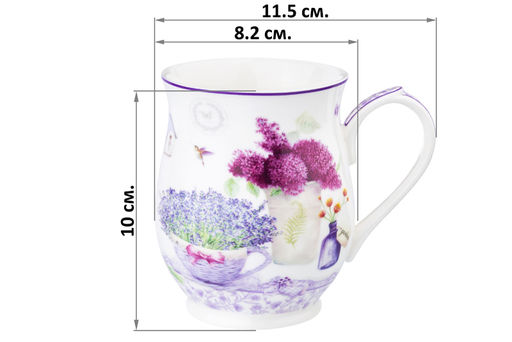 Кружка 350 мл 11,5*8,2*10 см "Лаванда" бочонок, фарфор NEW BONE CHINA