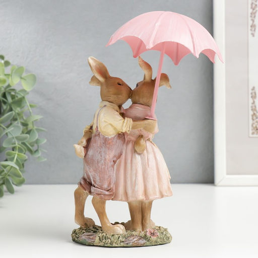 Фигурка полистоун «Зайчики под зонтом: романтика», 19.5/16×5.5×9 см