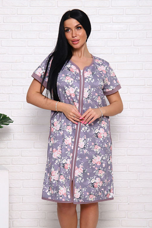 Халат женский с карманами на молнии "Розы" (933-5)