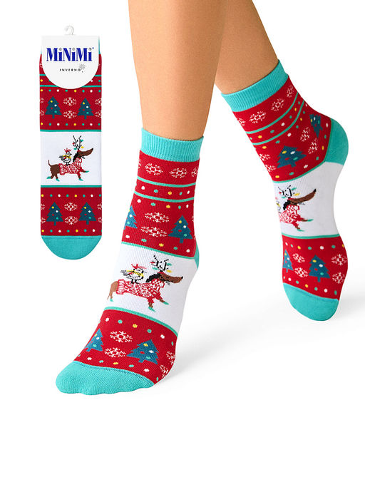 MINI INVERNO 3300-7 (кот, заяц, такса) NEW YEAR - rosso - Minimi фото 3