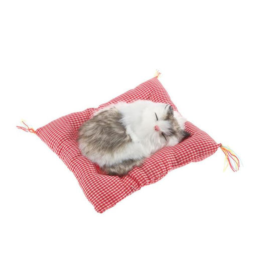 Игрушка на панель автомобиля, кошка на подушке, бело-серый окрас