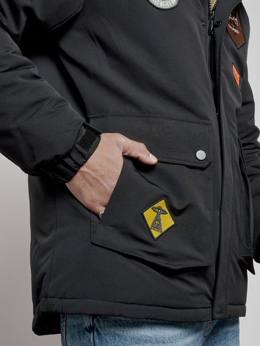 Куртка мужская зимняя с капюшоном молодежная черного цвета 88917Ch - Mtforce фото 9