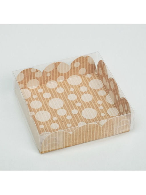 Цена за 5 шт. Коробка для печенья, кондитерская упаковка с PVC крышкой, «Хорошего настроения», 10.5 х 10.5 х 3 см