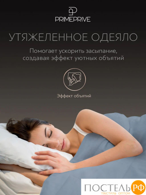 Одеяло утяжеленное PRIME PRIVE ЛУНД велюр / иск.мех/стекл.гранулы, сер  фото 10