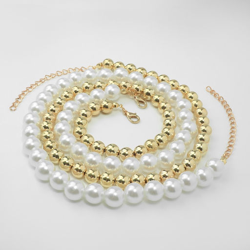 Бусы Олимпия с жемчугом, две нити, цвет золото, 45 см