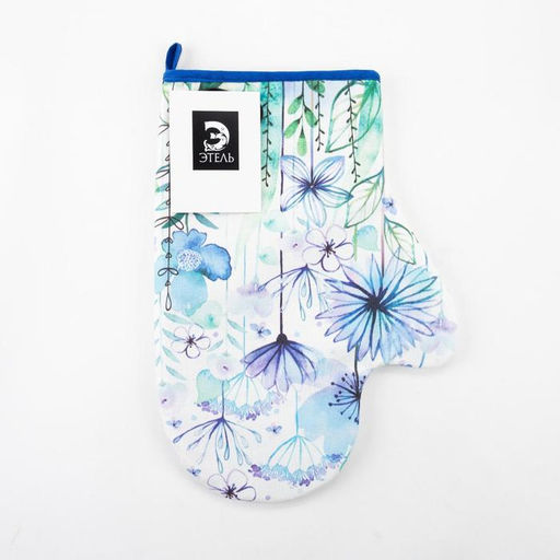 Варежка-прихватка Blue flowers 20х28см,саржа, 100% х/л, ватин 250г/м2 - Этель фото 4